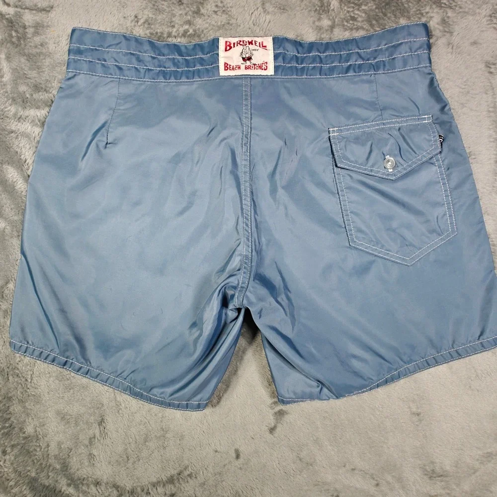 Vintage 90s USA Birdwell Beach Britches Board Shorts Mens 34 Fits 36 Blue Nylon
